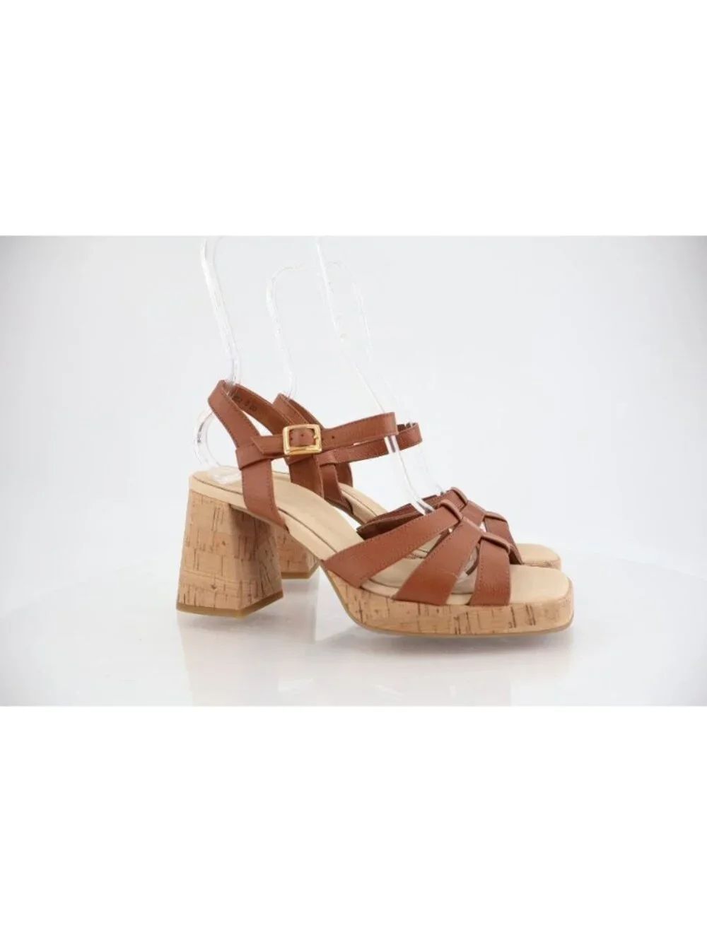 Paul Green Tina Sandals Brown Leather Chunky Heel Slingback Strappy UK 6.5 US 9